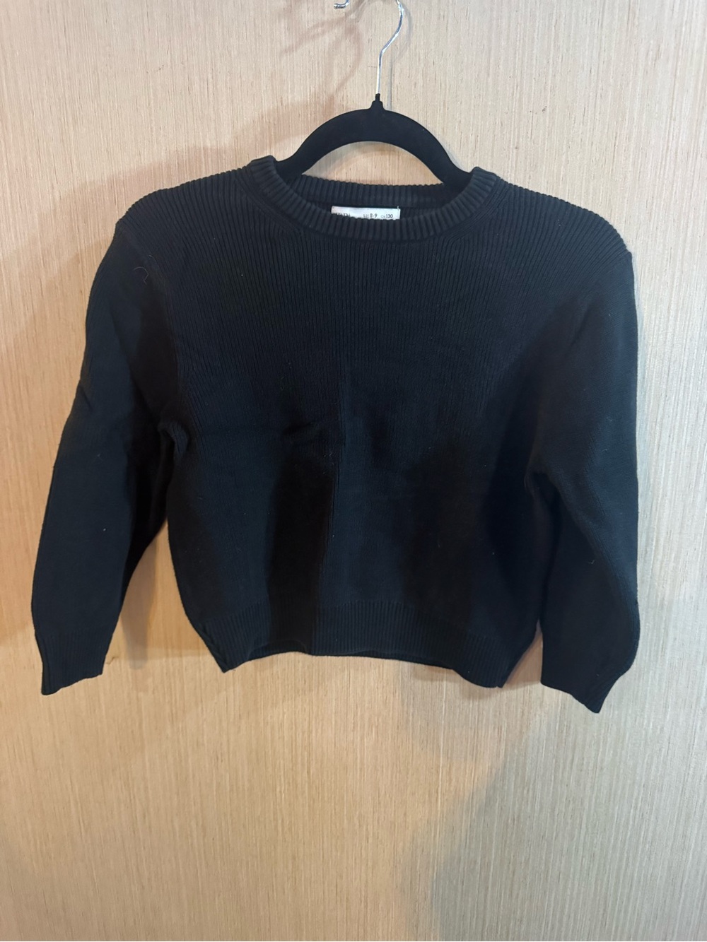 Kids Zara Knit Black Ribbed Crewneck Sweater Size 8-9
